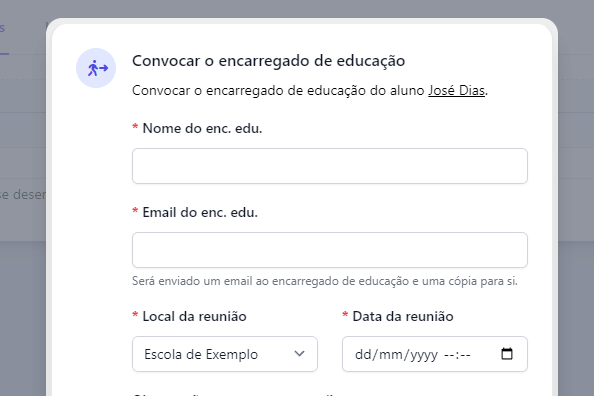 Convocar um encarregado de educação